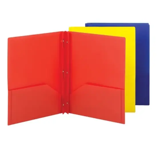 Smead Poly Two-Pocket Folder with Tang Style Fasteners, Letter Size, Assorted Colors, 6 per Pack (87746) image {1}