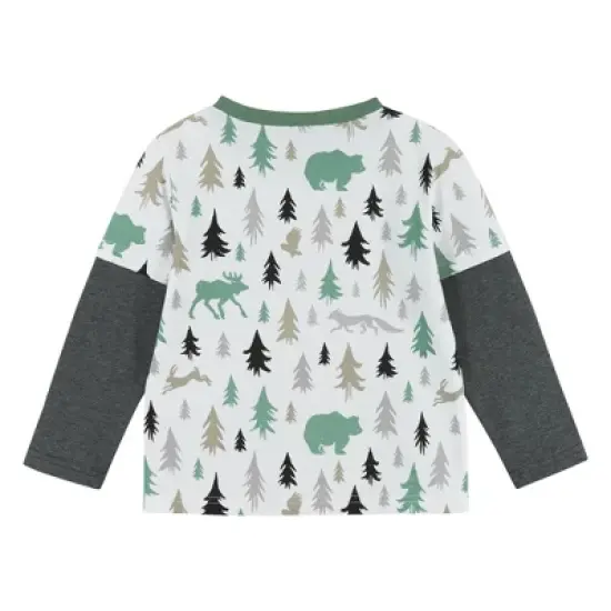 Andy & Evan Toddler Boys Long Sleeve Two-Fer Tee Shirt White, Size 3T image {2}