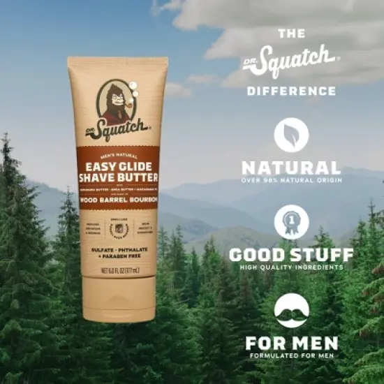 DR. SQUATCH Men's Natural Shave Butter - Wood Barrel Bourbon - 6 fl oz image {2}