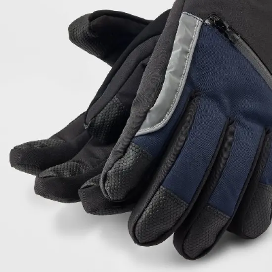 Men's Patchwork Zip Pocket Ski Gloves - Goodfellow & Co&trade; Navy Blue image {1}