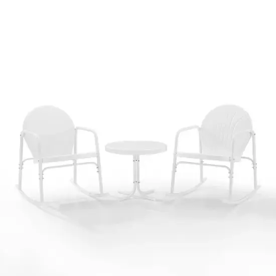 Griffith 3pc Outdoor Rocking Chair Set - White - Crosley image {1}