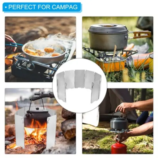 Unique Bargains Folding Mini 9 Plates Heat Shield Windscreen Camping Stove with Drawstring Bag image {3}