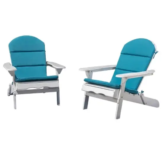 Malibu 2pk Acacia Adirondack Chairs - White/Teal - Christopher Knight Home image {5}