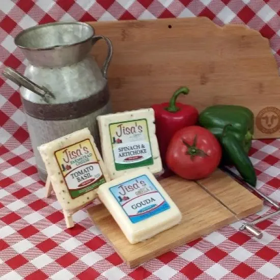 Jisa's Farmstead Cheese Block 3 Piece Sampler | Tomato Basil, Gouda, Spinach & Artichoke image {7}