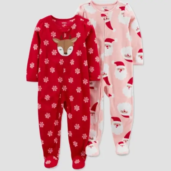 Carter's Just One You&reg; Toddler Snowflake Reindeer/Santa Fleece Footed Pajama image {3}