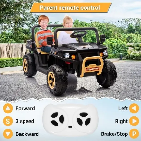 24v Ride On Dump Truck, 2 Seater Electric Ride On Car Toy with Shovel, Bluetooth, Remote Control, Music, LED Lights for Boys & Girls image {2}