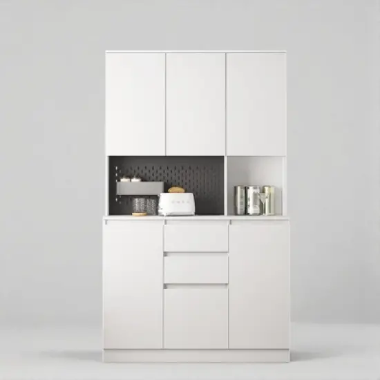 74" Freestanding Kitchen Pantry Cabinet with 6 Doors, 2 Drawers, USB Ports, Modern Storage Hutch for Kitchen or Dining Room image {15}
