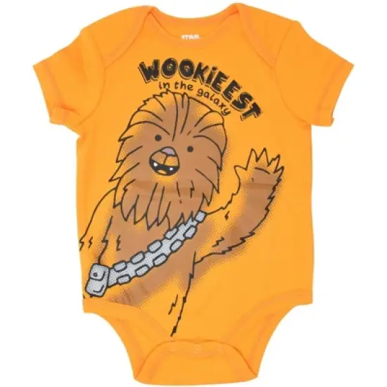 Star Wars R2-D2 C-3PO Chewbacca Yoda Darth Vader Newborn Baby Boys 5 Pack Short Sleeve Bodysuits  image {3}