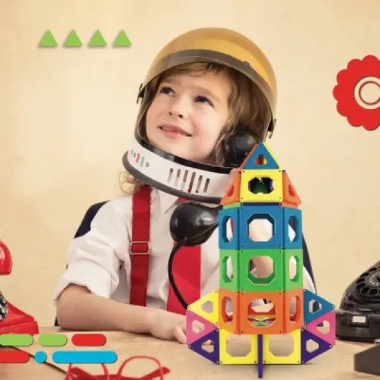 Discovery Kids Magnetic Tile Building Blocks Set 50pc image {5}