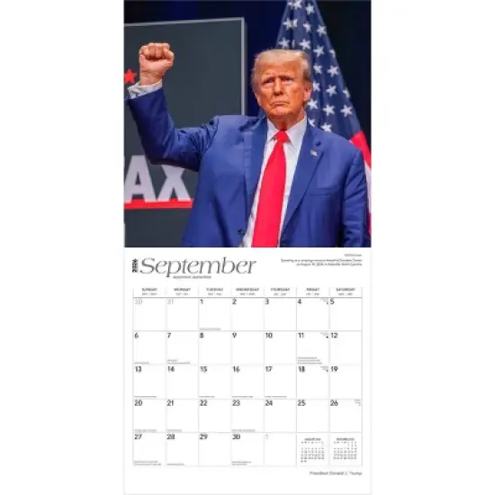 BrownTrout President Donald J. Trump 2026 12"x24" Hanging Square Wall Calendar Plastic-Free image {3}