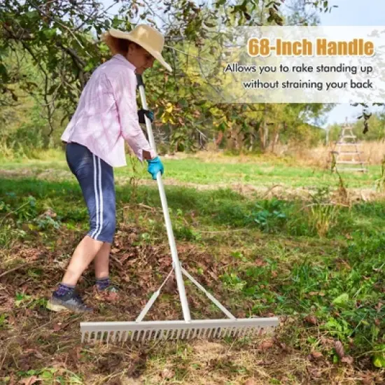 Costway Landscape Rake with 36" Head & 68" Handle Heavy-Duty Aluminum Leaf Rake for Lawns image {9}
