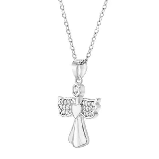 Girls' CZ Guardian Angel Sterling Silver Necklace - In Season Jewelry image {1}