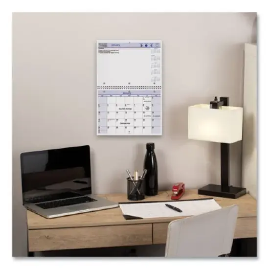 QuickNotes Desk/Wall Calendar, 3-Hole Punched, 11 x 8, White/Blue/Yellow Sheets, 12-Month (Jan to Dec): 2026 image {4}
