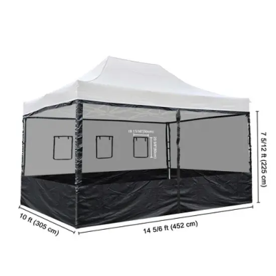 Instahibit 4 Half Mesh Sidewalls for 15x10 Ft Pop Up Canopy Tent w/ Window Food Vendor Fair image {8}