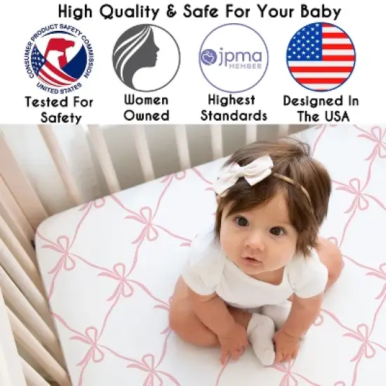 Sweet Jojo Designs Girl Baby Crib Bedding Set - Ballerina and Ballet Bows Pink and White 4pc image {2}