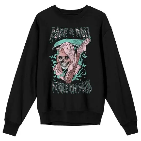 Vintage Reaper Flame Butterfly Distressed Men's Black Graphic Crew Neck Sweatshirt image {3}