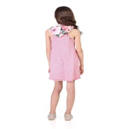 Pink Sleeveless Knee Length Hooded Girls Dress image {2}