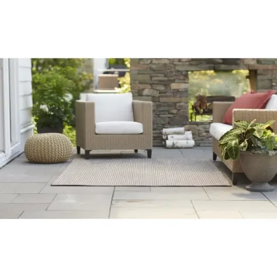 Basketweave Outdoor Rug Coffee - Smith & Hawken image {3}