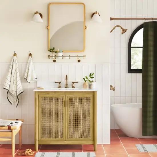 Wood & Cane Bathroom Vanity - Hearth & Hand&trade; with Magnolia image {1}