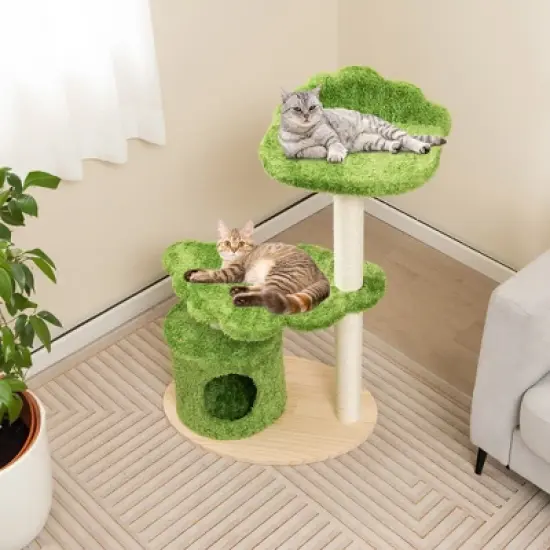 Tangkula 38" Cute Cat Tree Cat Condo Furniture w/ Fully Wrapped Sisal Scratching Posts image {1}