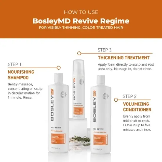 BosleyMD BOS-REVIVE Color Safe Nourishing Shampoo & Volumizing Conditioner (33.8 oz XXL LITER DUO SET) Bosley MD Thinning Hair image {4}