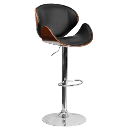 Flash Furniture Bentwood Adjustable Height Barstool with Curved Vinyl Seat and Back image {10}