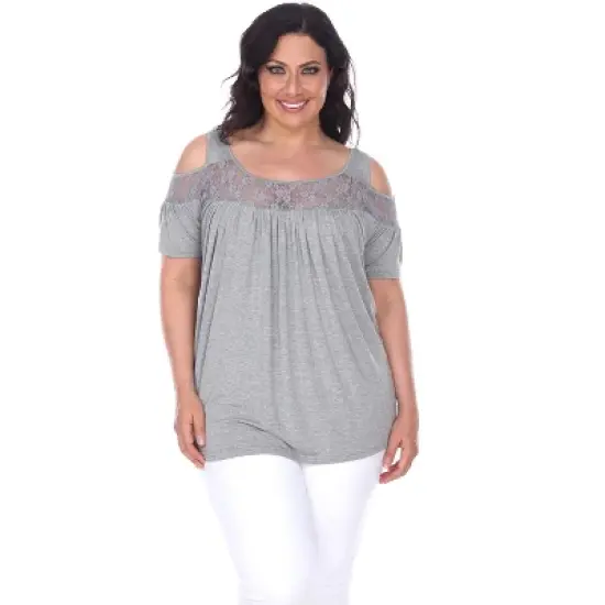 Women's Plus Size Cut Out Shoulder Bexley Tunic Top - White Mark image {9}