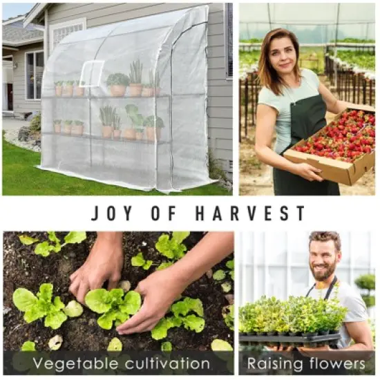 Outsunny 7' x 3' x 7' Outdoor Walk-In Greenhouse, Plant Nursery with Roll-up Windows, PE Cover, and 3 Wire Shelves image {6}