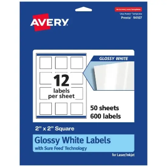 Avery Square Labels with Sure Feed, 2" x 2" image {10}
