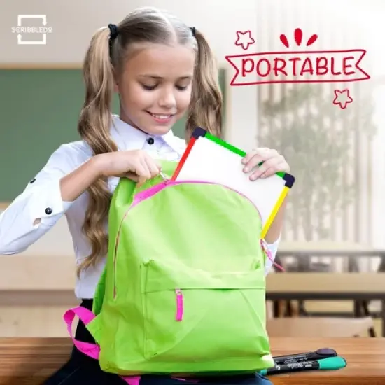 SCRIBBLEDO Magnetic Dry Erase Board 9"x12" Whiteboard 10-Pack with Erasers Small Portable Classroom & Office White Boards image {4}