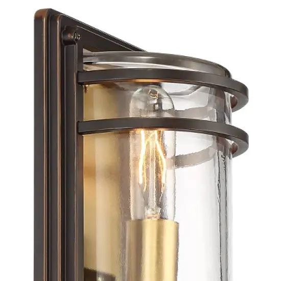 John Timberland Habitat Modern Outdoor Wall Light Fixture Bronze Warm Brass 16" Clear Glass for Post Exterior Barn Deck House Porch Yard Patio Home image {2}