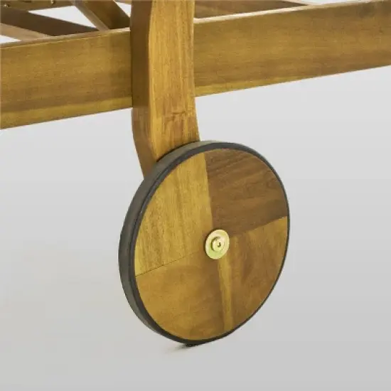 Perla 2pk Acacia Wood Chaise Lounge: Mobile Patio Furniture, Weather-Resistant - Christopher Knight Home image {3}