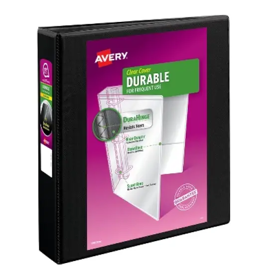 Avery Durable View 3 Ring Binder, 1-1/2 Inch EZD Rings, 1 Black Binder (09400) image {7}