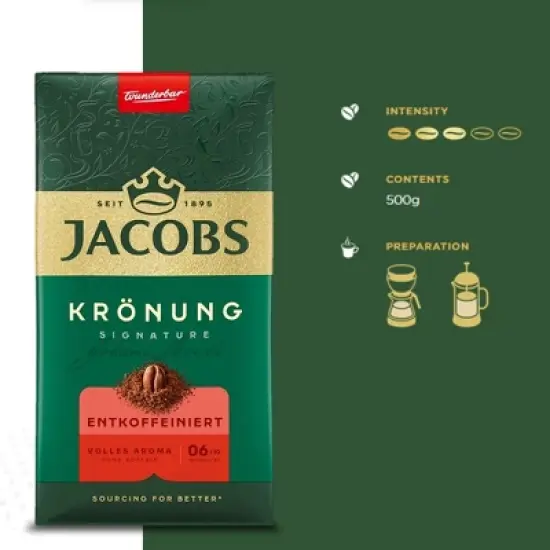 Jacobs Kronung Decaf Ground Coffee 17.6oz/500g image {2}
