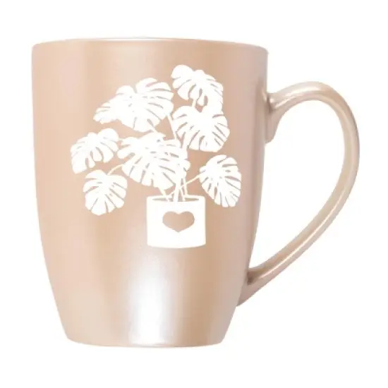 Elanze Designs Botanical Foliage Nature Coffee Cup Mug 10 Ounce Ceramic With Shimmery Metallic Finish Elegant Minimalist Monstera in Heart Planter image {5}