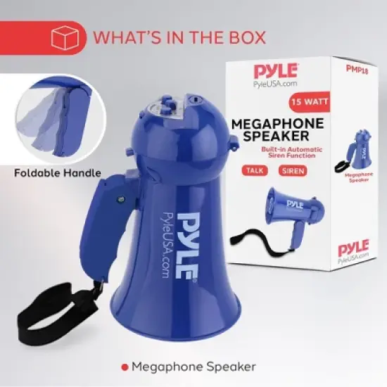 Pyle PMP18 Professional Megaphone Speaker - 15W, Handheld, Compact image {4}