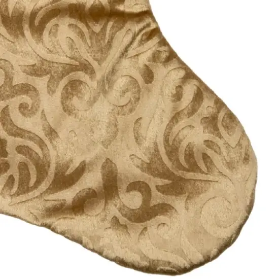 Northlight 20.5" Gold Etched Velvet Christmas Stocking with Glitter Print and Metallic Trim image {2}