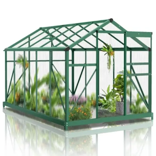 SEVOBAL Greenhouse Quick Setup for Outdoors with Roof Vent Walk in Green Houses Opendoor for Outside Outdoor Garden Backyard, Green, 135"*68"*13.5" image {5}