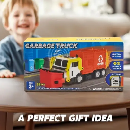 Garbage Truck Set, 16" Large Trash Truck Toys for Boys with Trash Can Lifter and Dumping Function, Toy Truck Birthday Gift for Boy Age 2-7 Years Old image {8}