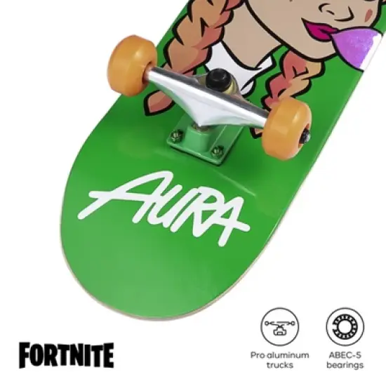 Fortnite Skateboard with metallic graphics, aluminum trucks and ABEC5 bearings. Includes download code for in-game Nite Life Wrap image {4}
