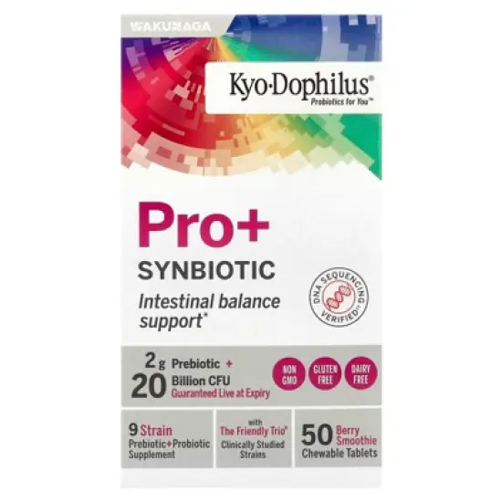 Kyolic Kyo-Dophilus&reg; Pro+ Synbiotic, Berry Smoothie, 50 Chewable Tablets image {3}