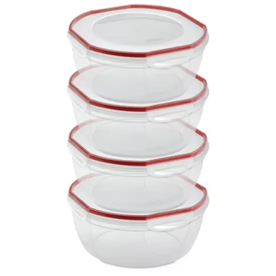 Sterilite Ultra Seal 8.10 Quart Capacity Clear Plastic Food Storage Bowl Container with 4 Point Latching Lids and Easily Stackable Design image {7}