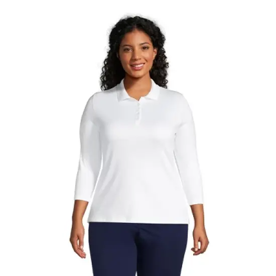 Lands' End Women's Supima Cotton 3/4 Sleeve Polo Shirt image {4}