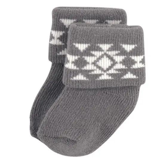 Hudson Baby Infant Boy Cotton Rich Newborn and Terry Socks, Buffalo Plaid Moose image {4}