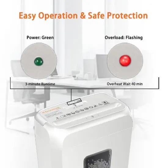 Bonsaii 6-Sheet Crosscut Paper Shredder for Home Use, Shreds Paper, Credit Cards, Staples, Clips, 3.4 Gal Wastebasket, White, with Handle image {4}