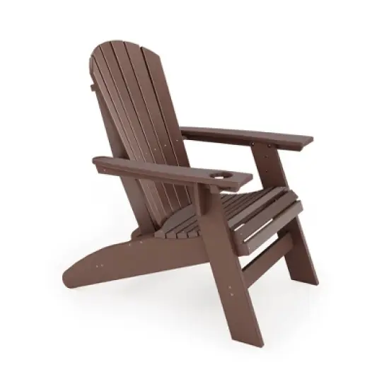Brown Adirondack Chair &uml;C Sturdy HDPE Poly Lumber for Poolside, Patio, and Garden Relaxation image {5}
