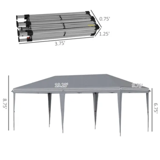 DSVIMOY 10'*20' Pop Up Canopy Tent, Outdoor Instant Gazebo Sun Shade Shelter for Catering, Wedding, Gray, 230.4"*116.4"*106.8" image {2}