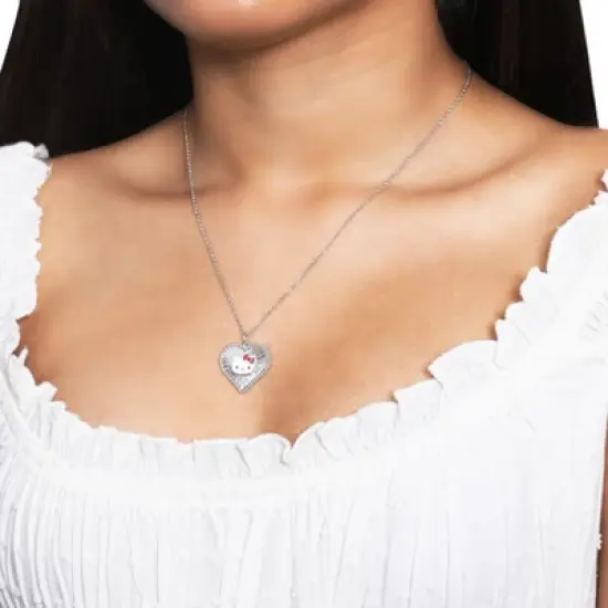 Sanrio Hello Kitty Womens Starburst Heart Necklace, 18'' - Authentic Officially Licensed image {1}