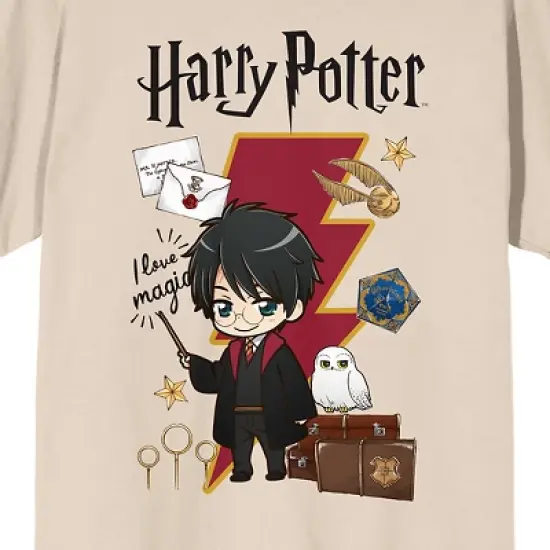 Harry Potter Kanji Lightning Bolt Art Crew Neck Short Sleeve Women's Natural T-shirt image {1}