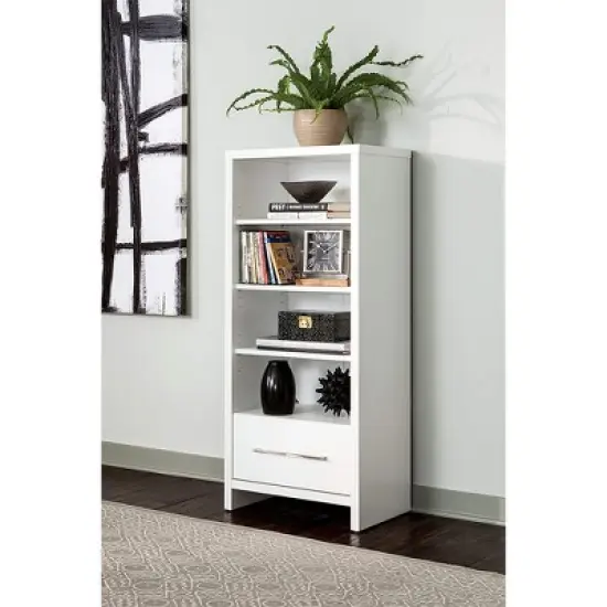 ClosetMaid 165100 Decorative Storage Tower Bookcase with Drawer, White (2 Pack) image {2}